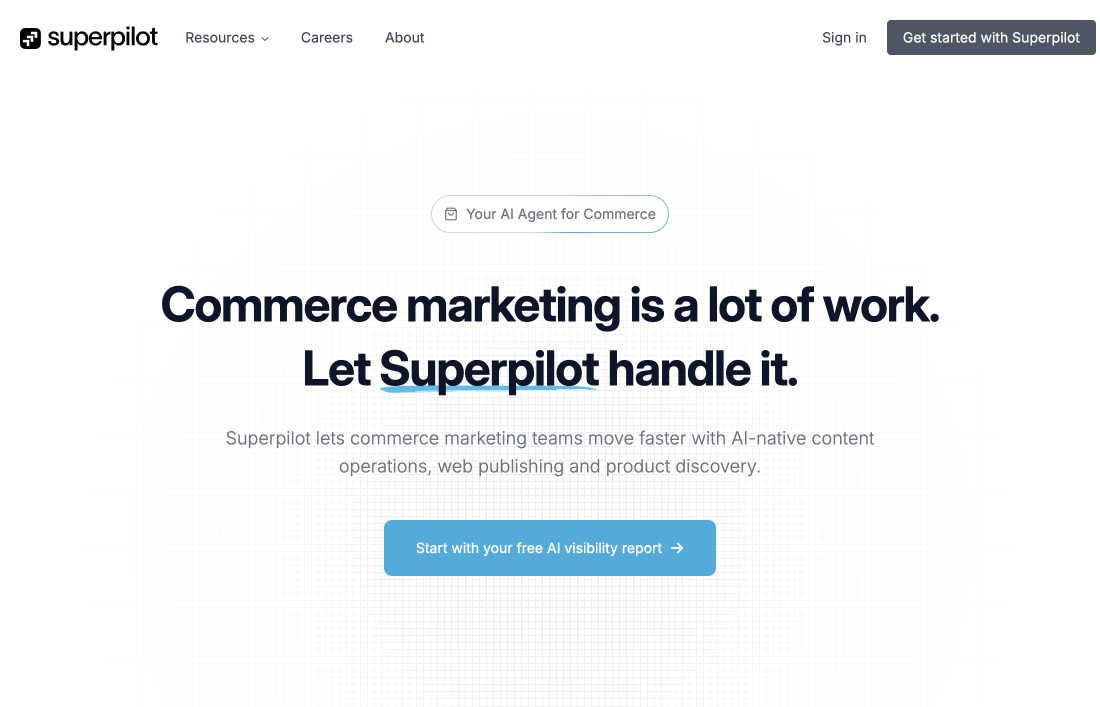 AI search visibility and landing page generation for ecommerce.